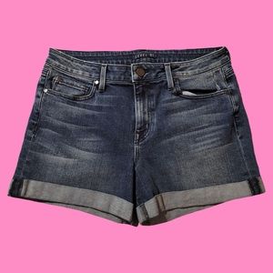 Vintage Style Navy Blue Denim High Waisted Shorts